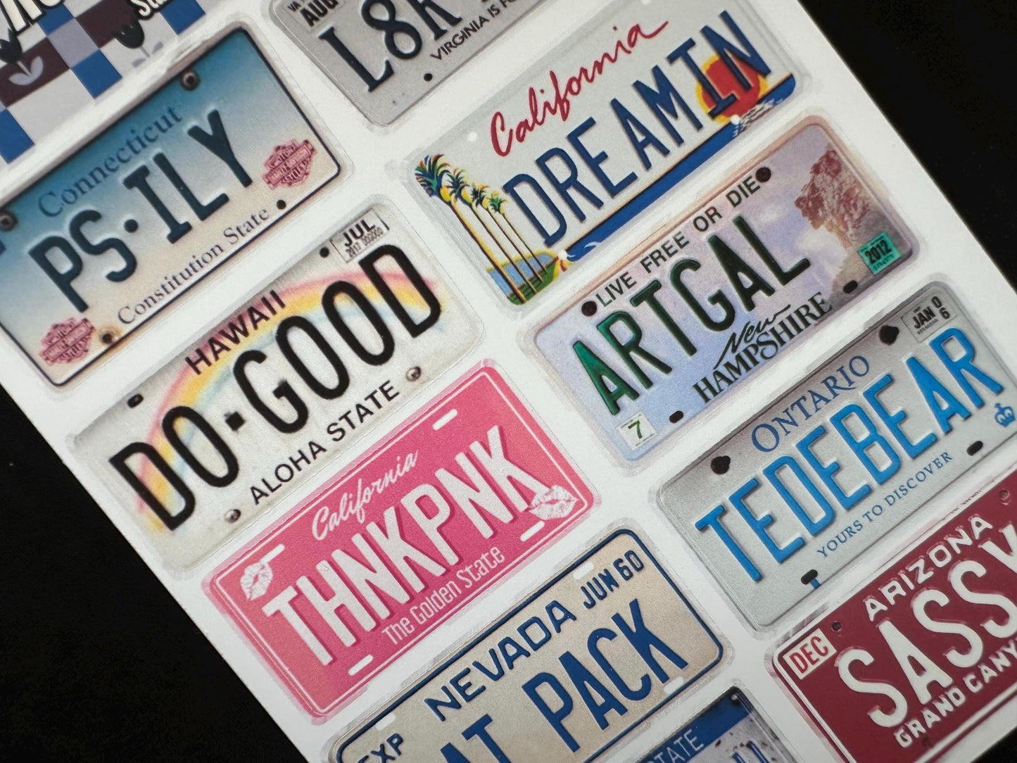 Road Trip License Plate Sticker Sheet