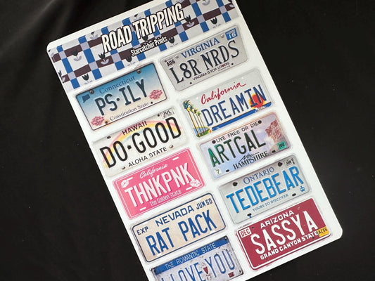 Road Trip License Plate Sticker Sheet